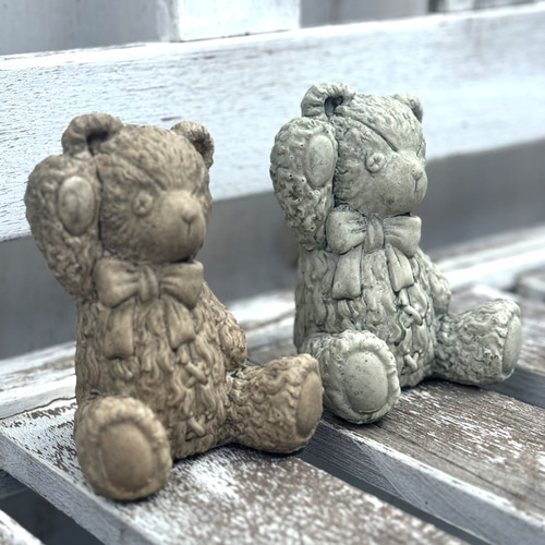 ベア くま ブラウン アイボリー クマ 熊 オブジェ 置物 ガーデニング