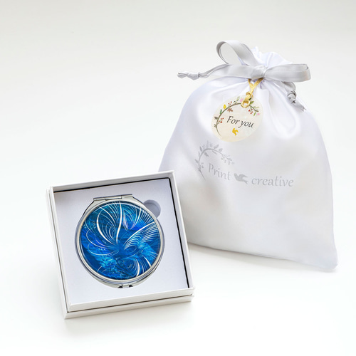 天然貝 コンパクトミラー（ ブルーフェニックス ）シェル ・ 螺鈿