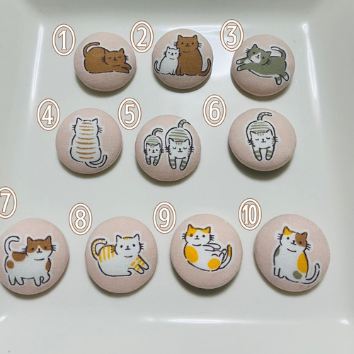 選べる)可愛い猫ちゃんのくるみボタン ヘアゴム 3個セット ヘアゴム