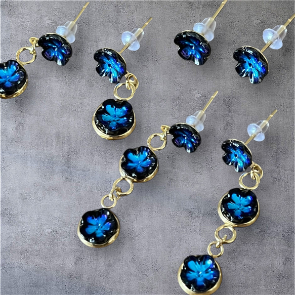 ヴィンテージスワロフスキー ネイビー ブルー キラキラ 大人