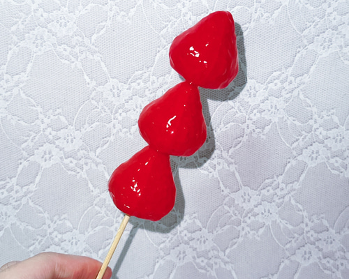 食べられないいちご飴◇実物大 食品サンプル その他インテリア雑貨