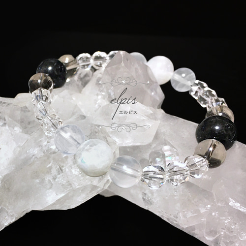水晶/レムリアン水晶/ホワイトラブラドライト デザインブレスレット 水晶/レムリアン水晶/ホワイトラブラドライト デザインブレスレット