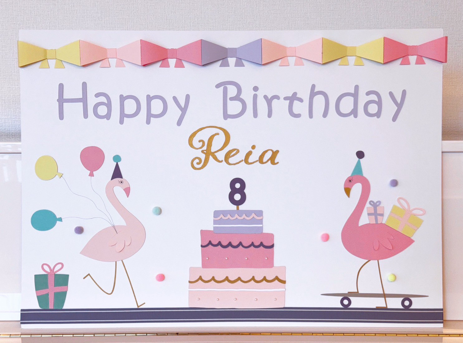 バースデーボード “フラミンゴ” ピンク&パープル　お誕生日　パーティー