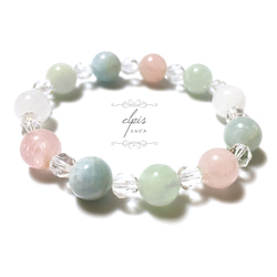 MIXベリル＆K2ムーンクォーツ＆スターカット水晶のブレスレット