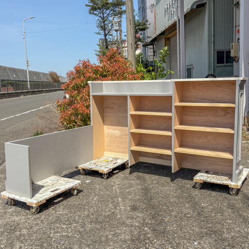 洋菓子店向け冷蔵ショーケースカウンター（W1800グレー）L字型レジ