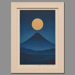 7枚限定A3パネル額装品○和紙にAIアート桜富士山日本和歌○がんどう