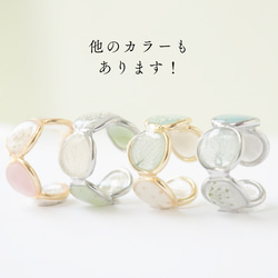 泡花 -アナベル-　イヤカフになるリング 大ぶりリング 2way　あじさい　紫陽花 イヤーカフ　 シルバー 緑　グリーン 16枚目の画像