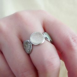 泡花 -アナベル-　イヤカフになるリング 大ぶりリング 2way　あじさい　紫陽花 イヤーカフ　 シルバー 緑　グリーン 7枚目の画像