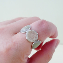泡花 -アナベル-　イヤカフになるリング 大ぶりリング 2way　あじさい　紫陽花 イヤーカフ　 シルバー 緑　グリーン 14枚目の画像