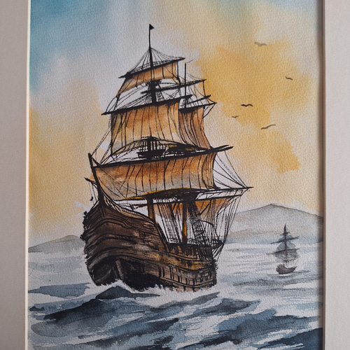 鶴　十帆　 59x77cm 水彩画 鶴 十帆 59x77cm 水彩画
