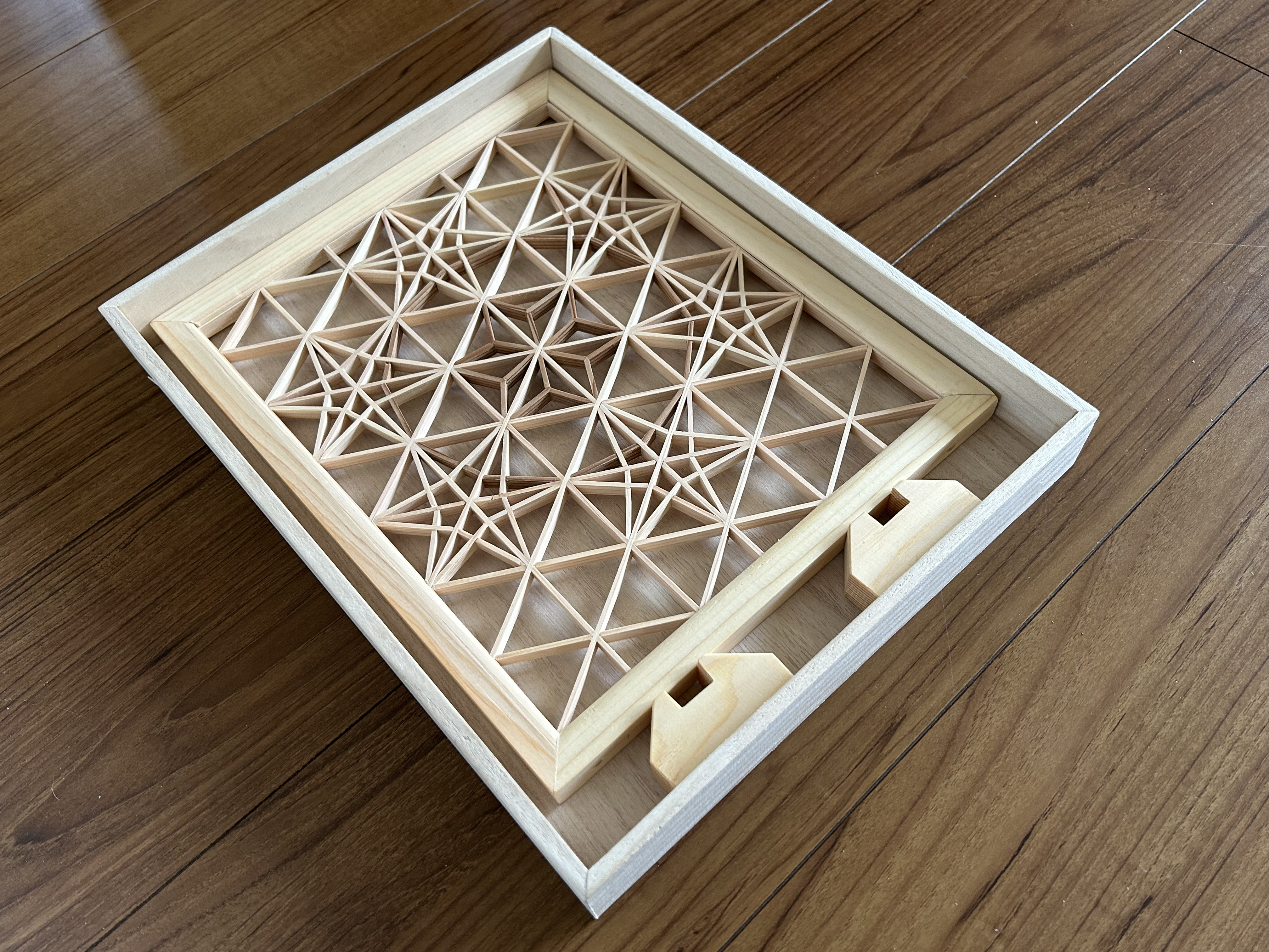 組子細工　ミニ衝立　麻の葉紋様　専用箱　金蘭緞子生地でのラッピング　creema限定