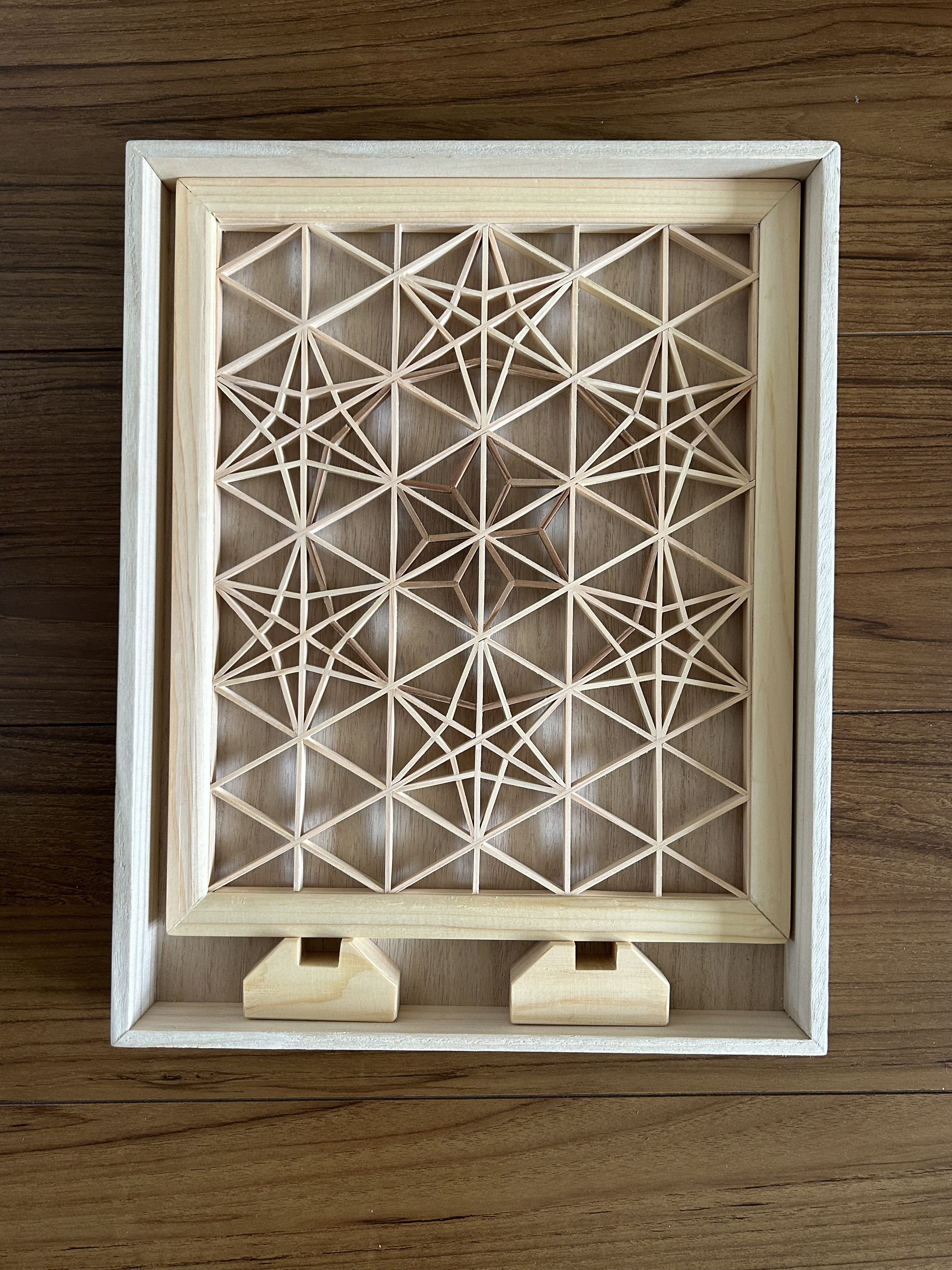 組子細工　ミニ衝立　麻の葉紋様　専用箱　金蘭緞子生地でのラッピング　creema限定