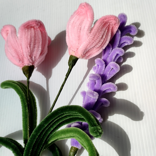 モールフラワー チューリップ と ラベンダー 花束 アートフラワー