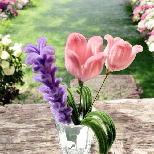 モールフラワー チューリップ と ラベンダー 花束 アートフラワー