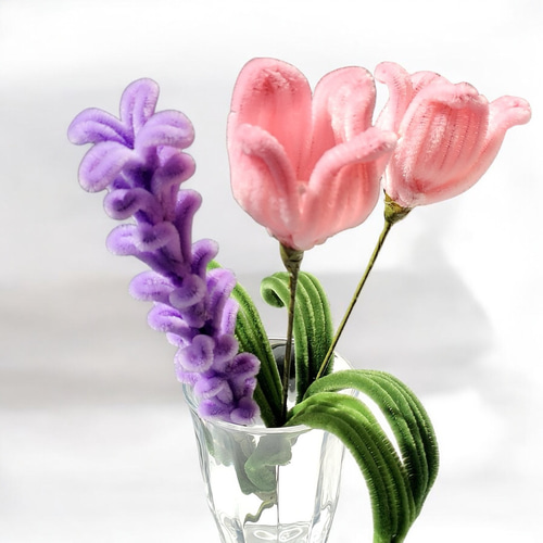 モールフラワー チューリップ と ラベンダー 花束 アートフラワー
