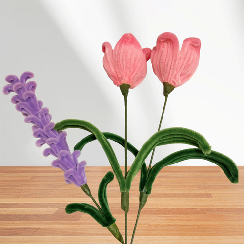 モールフラワー チューリップ と ラベンダー 花束 アートフラワー