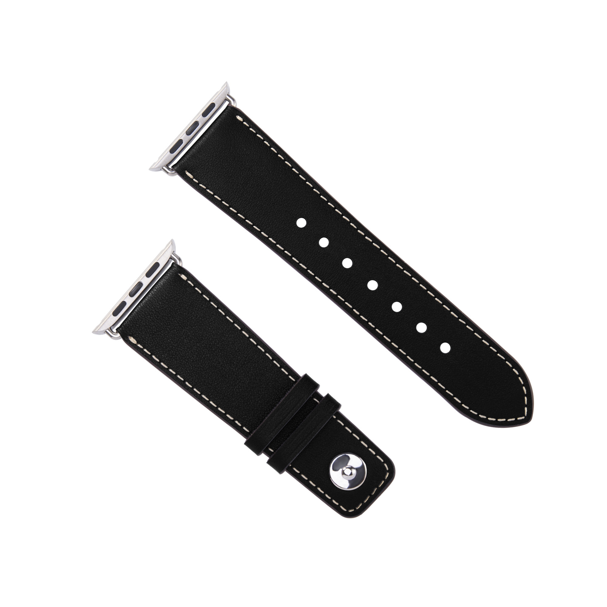 Apple Watch レザーバンド スウィフトカーフスキン ギボシ留め ブラック <S03-Black>