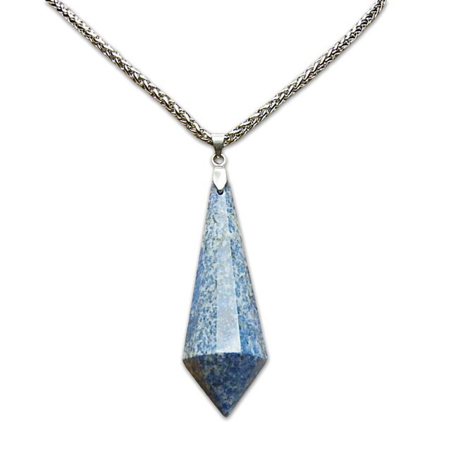一点物4A天然石スカイブルー白点入ラピスラズリ超大ペンダントステンレスネックレス