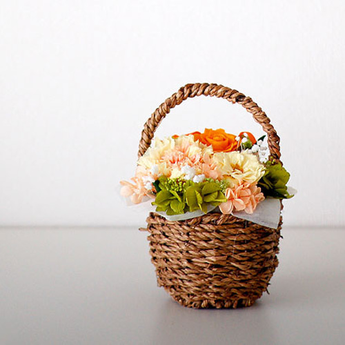 商談中 プリザーブドフラワーアレンジ No.182 ジニアバスケット