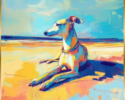 イタリアングレーハウンド クレヨン画 肖像画 犬 イタグレ 手描き インテリア fc3d2e522074eaf5546330998d243b