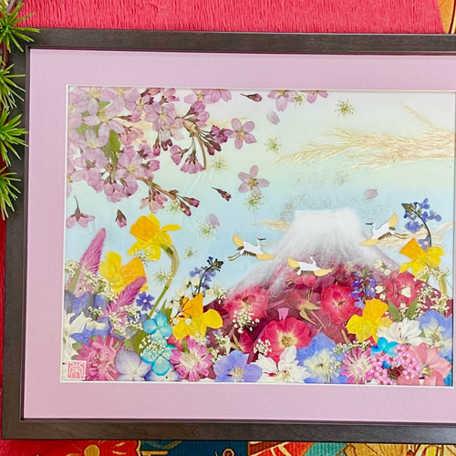 押し花アート　〈花火〉　額縁ナシ ふしぎな花倶楽部 押し花アート＆押し花用額縁 36 茶色
