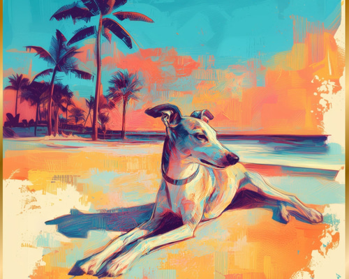イタリアングレーハウンド クレヨン画 肖像画 犬 イタグレ 手描き インテリア イタリアングレーハウンド クレヨン画 肖像画 犬 イタグレ