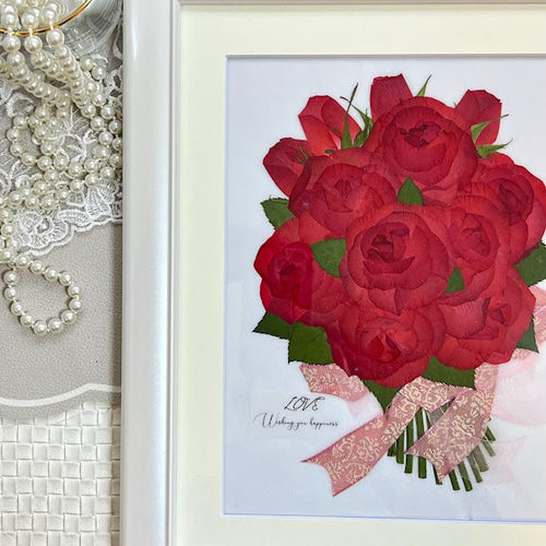 愛を誓う12本の赤い薔薇 ギフトに最適！押し花アート額 その他