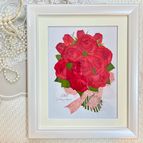 愛を誓う12本の赤い薔薇 ギフトに最適！押し花アート額 その他