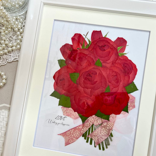 愛を誓う12本の赤い薔薇 ギフトに最適！押し花アート額 その他