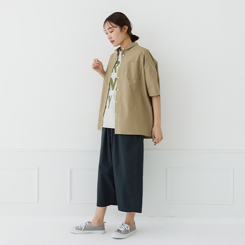 kermu ケルム コットン ドビー ストライプ バッグ ギャザー ワイド シャツ 半袖 夏 日除け 冷房対策 おしゃれ レディース kermu ケルム コットン ドビー ストライプ バッグ ギャザー