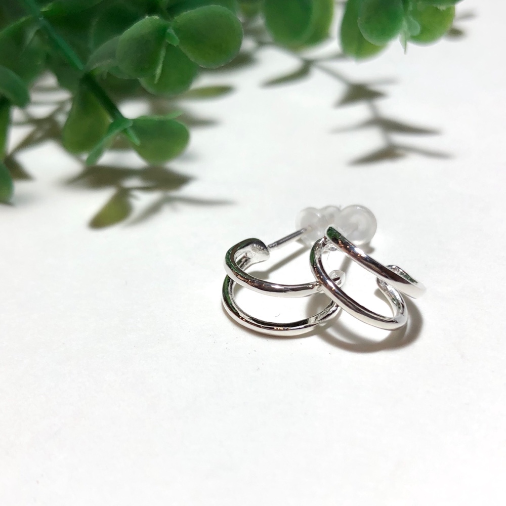 純銀製＊2連 ハーフフープピアス
