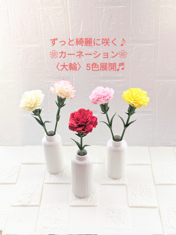 ❀クレイフラワー❀母の日♪カーネーション〈大輪♫〉お手入れ不要