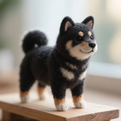 受注制作】黒柴 羊毛フェルト人形 小さな柴犬 リアルな記念品 愛犬が