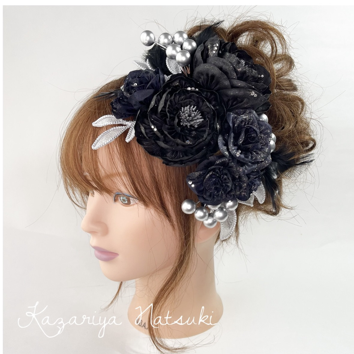 黒薔薇の円形ヘッドドレス