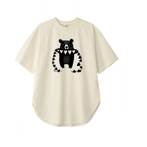 クマさん柄 レディースビッグシルエットTシャツ綿100％【S～4L】 T