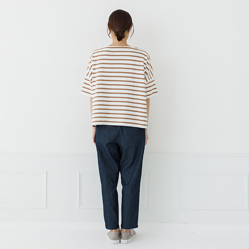 売れ筋商品|||kermu（ケルム）コットン100％ ヘビー天竺ボーダー 変形袖 ワイドTシャツ kermu（ケルム）コットン100％ ヘビー天竺ボーダー 変形袖