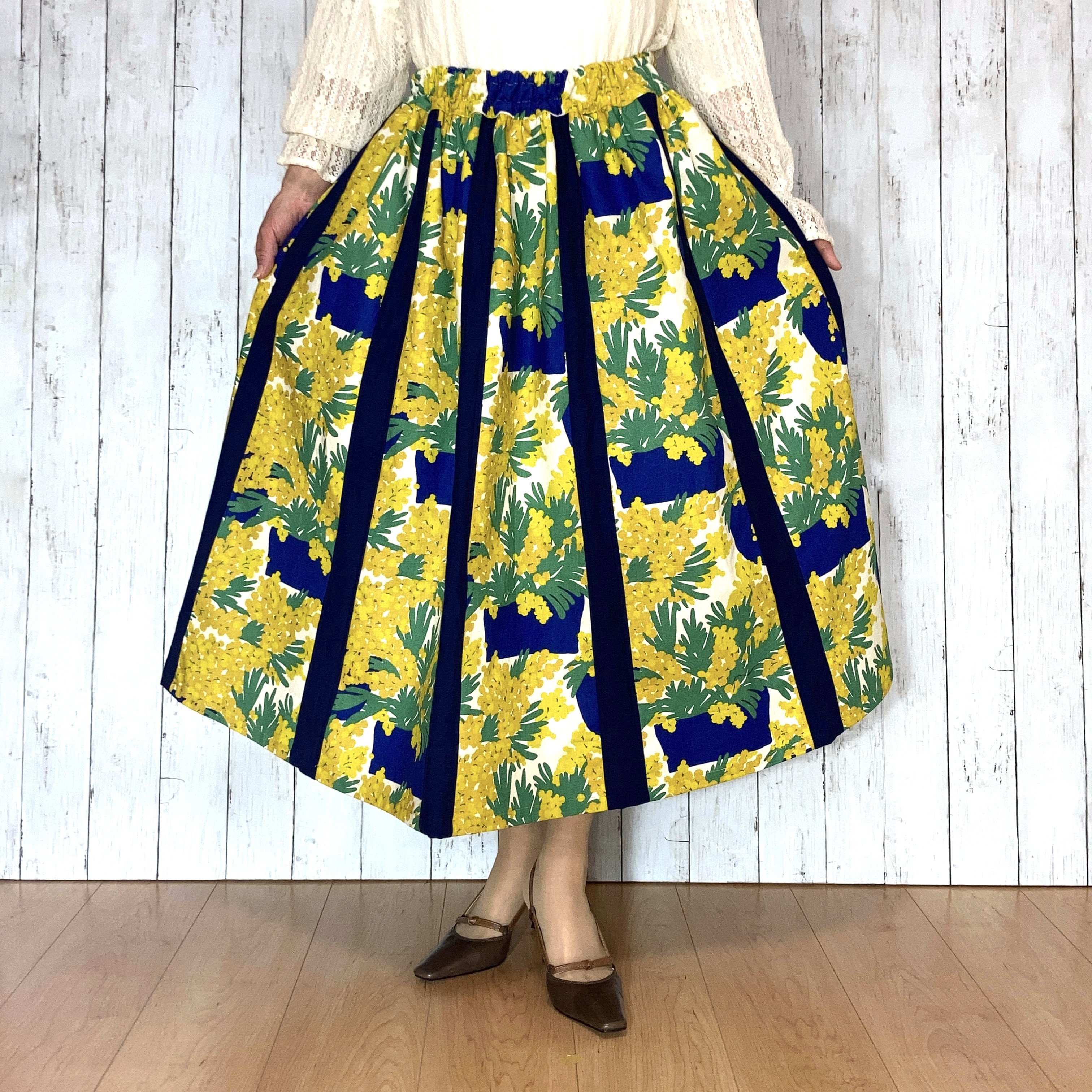 ミモザ柄のハギスカートby花織［Y2520］