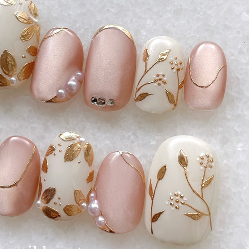 ロゼ ネイルチップ ブライダル ウエディング 結婚式 マグネット ミラー