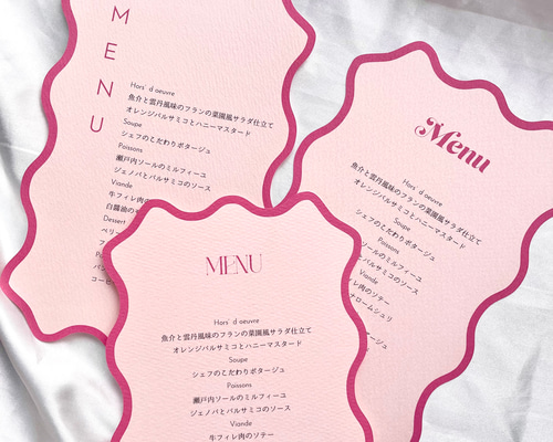 mickeyメニュー表 メニュー表 200円/1枚 うねうね ♡ pink マーメイド紙 ドリンク