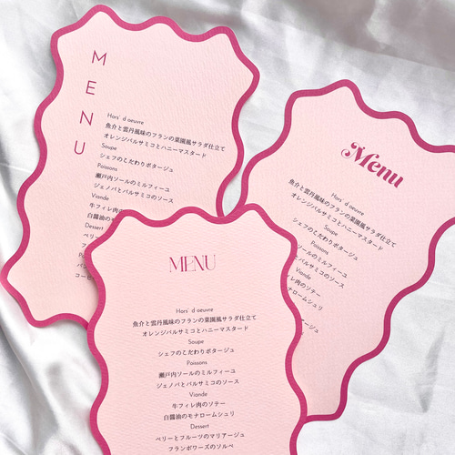 メニュー表 300円/1枚 うねうね ♡ pink マーメイド紙 ドリンク  