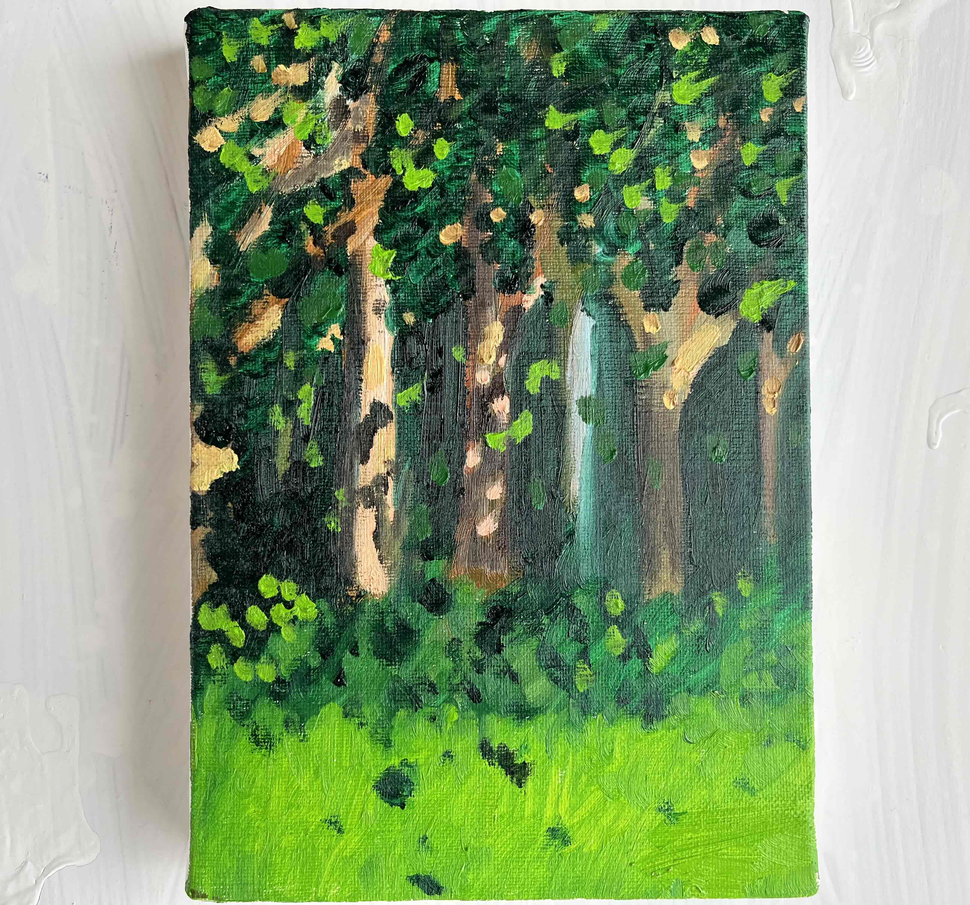16×23㎝「壮大な雲と草原」油彩・サムホール・原画