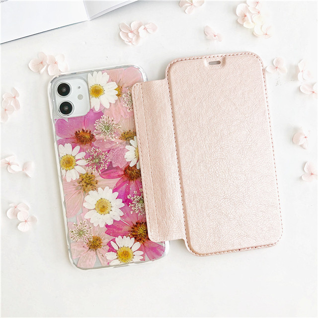 コスモス＆ノースポール 押し花ケース 手帳型 iPhone17Pro/17Air/17ProMax/16e