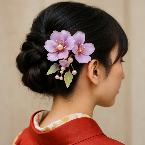 2輪の花のかんざし「紫の宴」 かんざし Älä itke GLASSWORK 通販