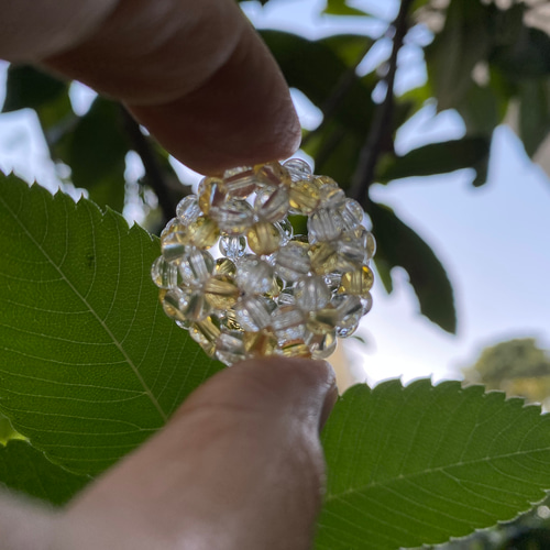 神聖幾何学 フラーレン】水晶＋シトリン：天然石4mm玉：宇宙エネルギー