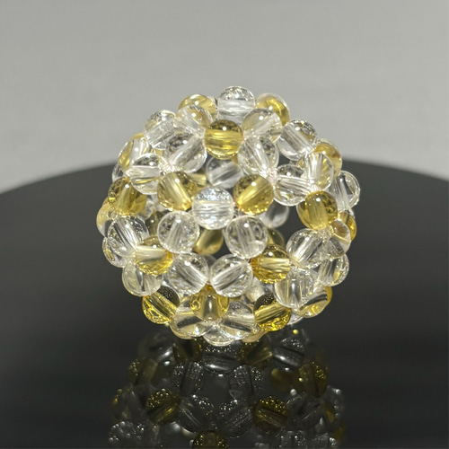 神聖幾何学 フラーレン】水晶＋シトリン：天然石4mm玉：宇宙エネルギー