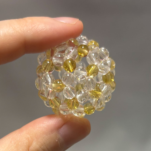 神聖幾何学 フラーレン】水晶＋シトリン：天然石4mm玉：宇宙エネルギー