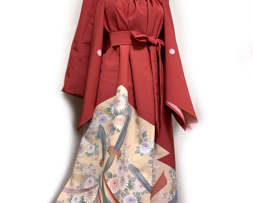 正絹】着物リメイク 色留袖ドレス&ボレロショールのセット／五つ紋