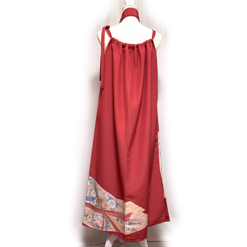 正絹】着物リメイク 色留袖ドレス&ボレロショールのセット／五つ紋