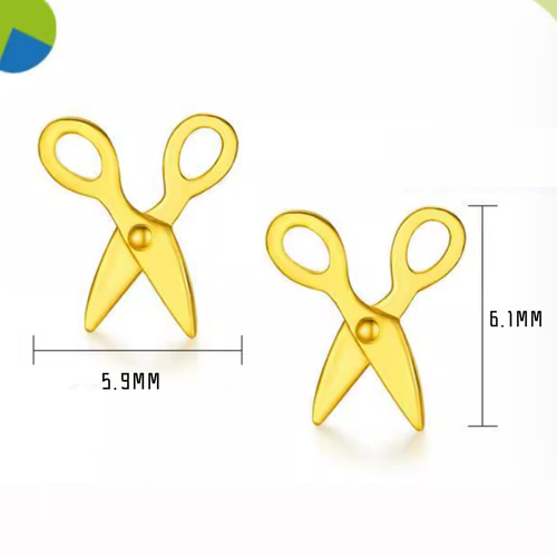 24K（両耳）K24純金ハサミピアス24金ゴールドハサミピアス未来を