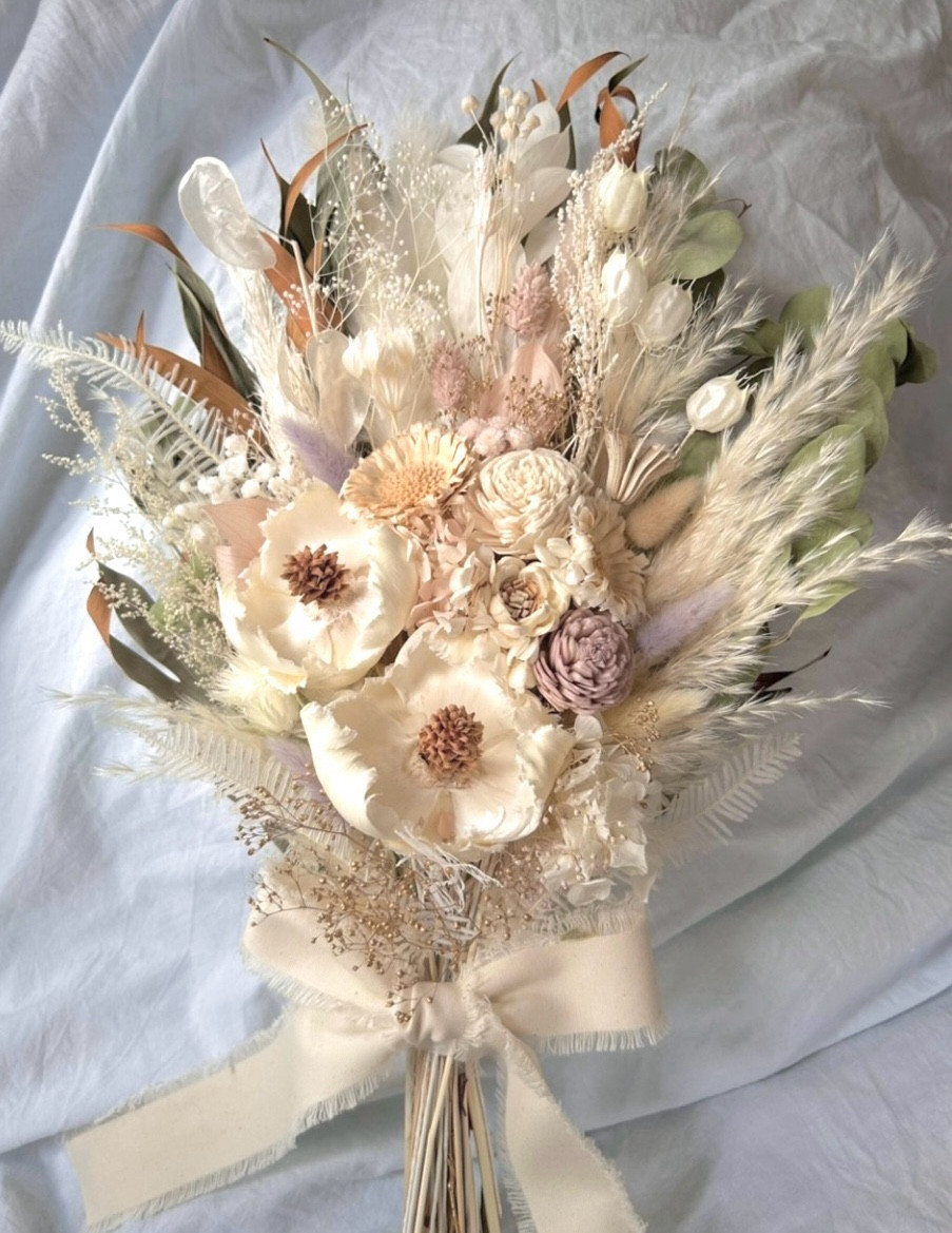 ⭐️受注制作⭐️ くすみ系ナチュラルブーケ　和装ブーケ　前撮りブーケ　ウェディングブーケ